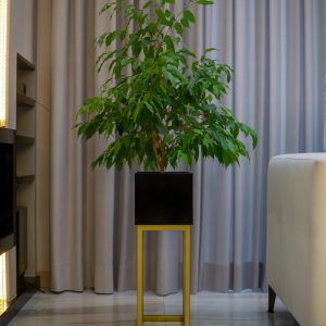 kwietnik metalowy – czarno-złoty – loft 21,5×21,5×60