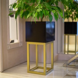 Kwietnik metalowy – czarno-złoty – loft 21,5×21,5×50